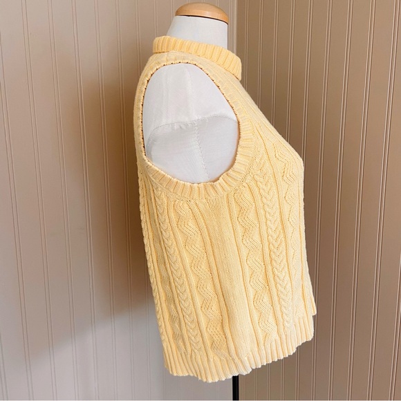 100% Cotton Yellow Cable Knit Sweater Vest by Jessica Women’s Large - Picture 3 of 6